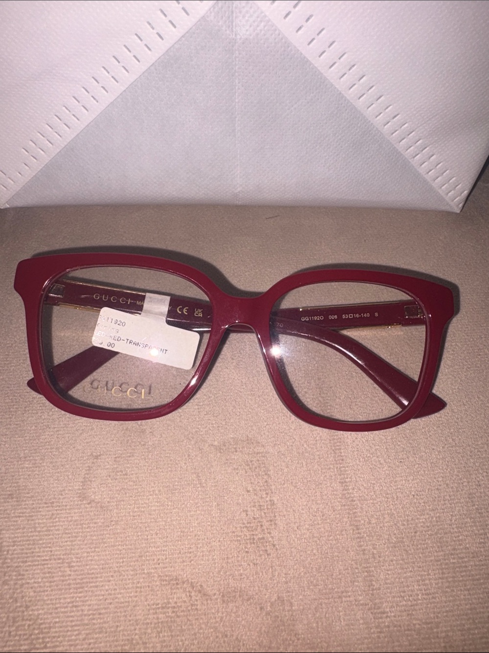 Gucci Burgundy Square Frame Women's Glasses